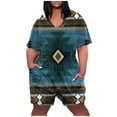 thumbnail image 2 of Rompers for Women Snoarin Plus Size Printed V Neck Short Sleeve Wide Leg Pants Overalls Jumpers with Pockets 2023 on Clearance, 2 of 6