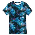 thumbnail image 3 of Odeerbi 4-16Y Teen Boys Galaxy Print Cotton T-Shirt Fashion Children's Colorful Digital Printing Shirts Summer Loose Short Sleeve Tops Dark Blue, 3 of 3