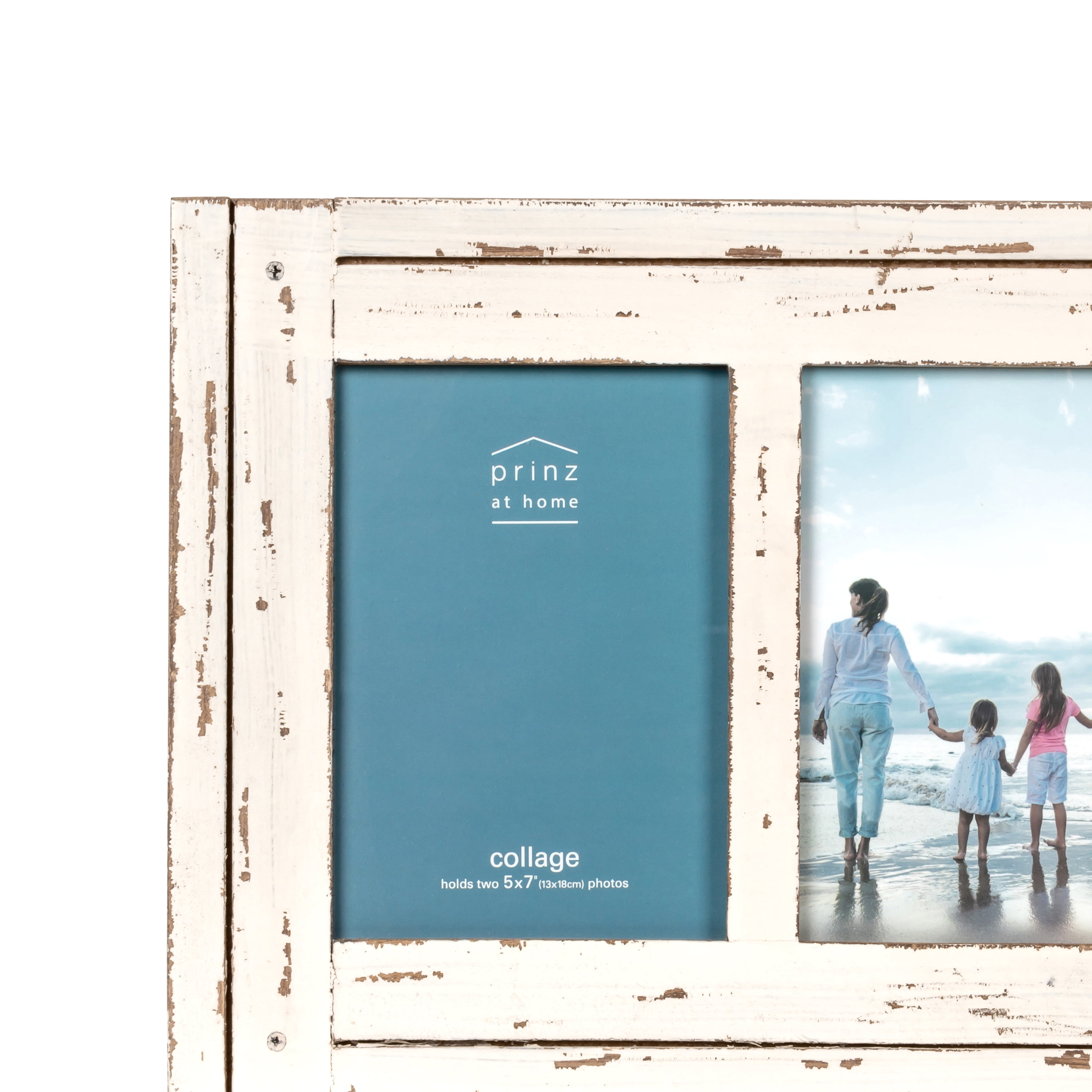 Prinz Homestead 5" x 7" Collage Picture Frame for Two Photos, Distressed White