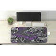 thumbnail image 2 of Skull Computer Mouse Pad, Scary Creepy Spooky Happy Smiling Skeleton Boned Hand Artwork Print, Rectangle Non-Slip Rubber Mousepad X-Large, 35" x 15" Gaming Size, Purple Grey and Black, by Ambesonne, 2 of 2