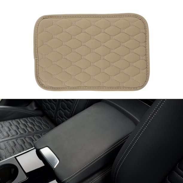 Funda del Consola Central del Coche Unique Bargains con Almohadilla del Consola Central y Bolsa de Almacenamiento 11.81"x7.87"x0.59" Beige Cuero Nappa