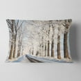 thumbnail image 2 of Designart Beautiful Winter Lane at Morning - Forest Throw Pillow - 12x20, 2 of 5