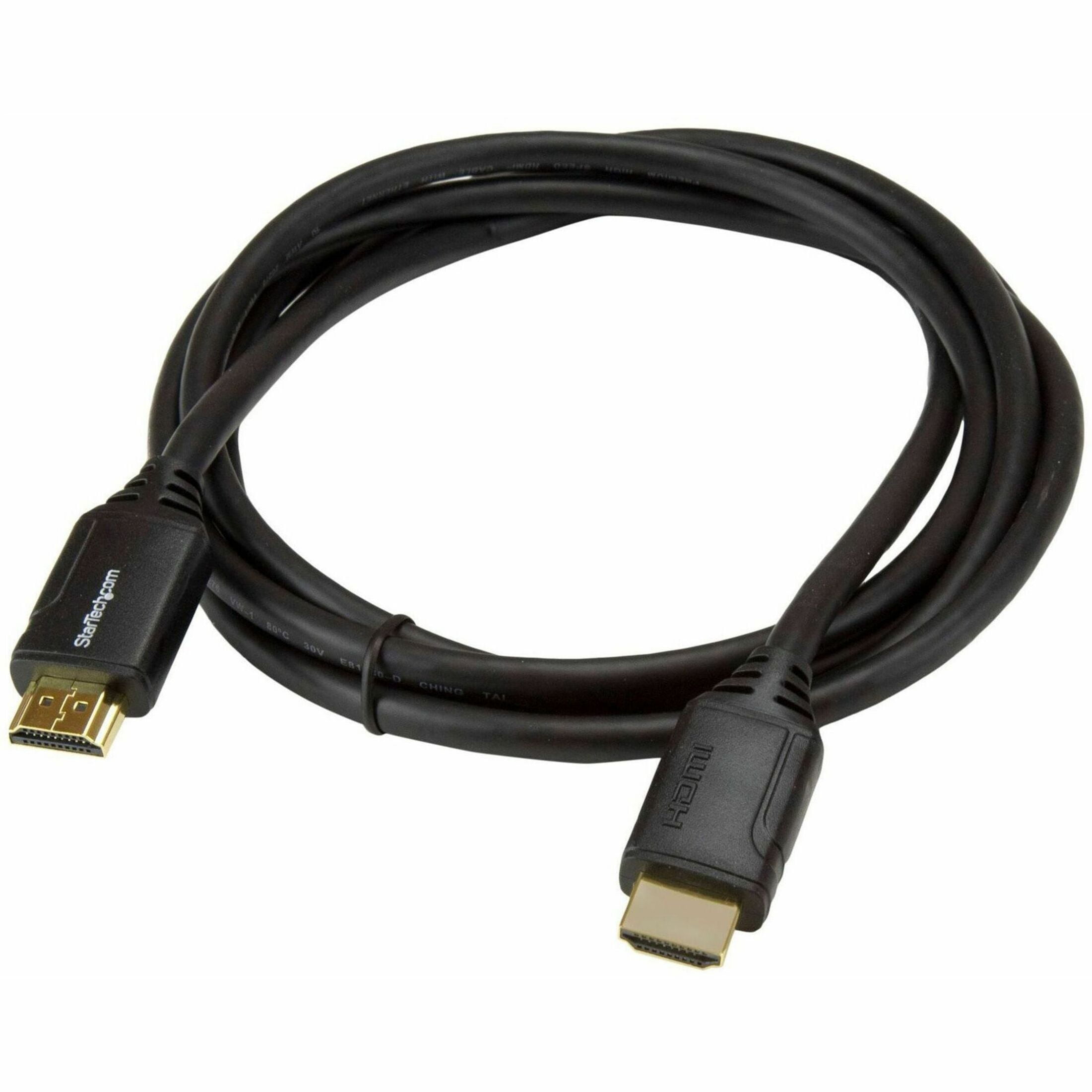 StarTech HDMM2MP 2m 6 ft Premium High Speed HDMI Cable with Ethernet - 4K 60Hz - Premium Certified HDMI Cable - HDMI 2.0 - 30AWG