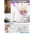 thumbnail image 3 of No Hook Shower Curtain with Snap in Liner Orange Red Flowers Shower Curtain -Fabric Waterproof Inner Liner, Antlers Purple Flower Leaf Star Shower Curtains Washable 72"x84", 3 of 9