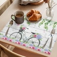 thumbnail image 3 of Spring Placemats Set of 6 Bicycles Botanical Rose Leaves Butterfly Wood Grain Place Mats Indoor Wipeable Table Mats Washable Dining Table Placemats for Kitchen Holiday Party Home Decor 13x19 Inch, 3 of 9