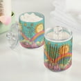 thumbnail image 2 of Yayeee 2 Pack Qtip Holder Bathroom Cotton Swab Canister with Lid Clear Dispenser Set, Retro Blue Rainbow, 2 of 6