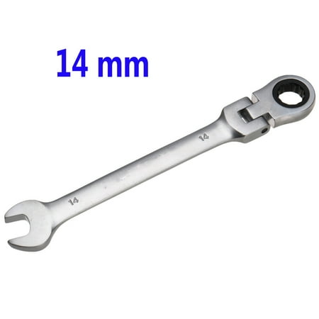 Metra Ring - 14 mm Flexible Head Ratchet Metric Home & Living Spanner Open End And Ring Wrenches Tool Silver