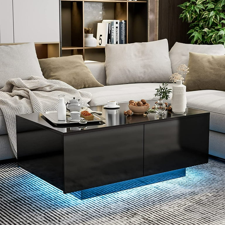 High gloss coffee table with led lights deals