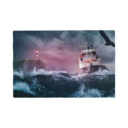 

Placemats Set of 4 / 6 Boat Lighthouse Storm Waves Placemats for Dining Table Indoor/Outdoors Heat Resistant Washable Placemats 18 x 12