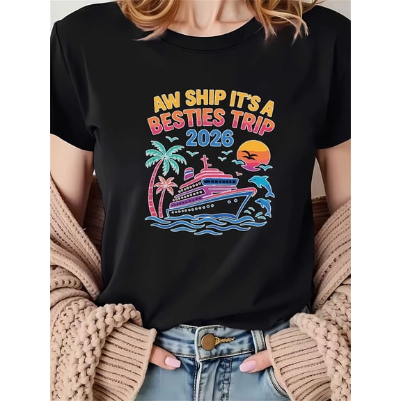 Women's Funny Cruise Besties Trip 2026 T-Shirt
