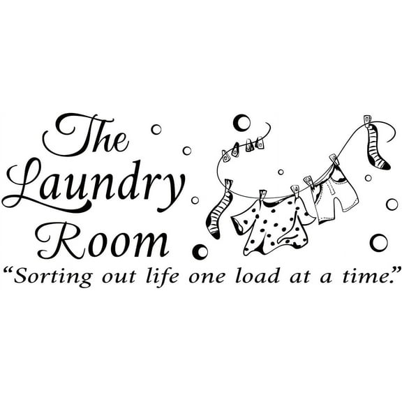 1 Sheet The Laundry Room Quotes Wall Stickers Vinyl Wall Decor Stickers DIY Saying Wall Art Decal Sticker Home Decoration for Living Room Bedroom Bathroom Black(27x59cm)