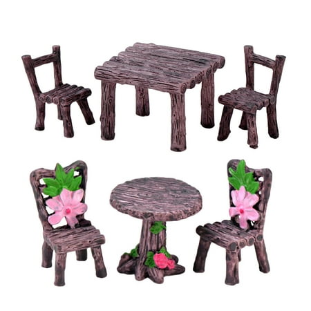 

NUOLUX 2 Sets Mini Table Chair Model Miniature Furniture Model Miniature Decoration