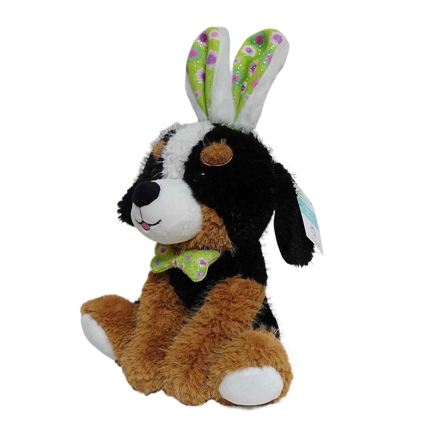 Way to Celebrate Medium Plush Puppy with Bunny Ear, Black, 10inch