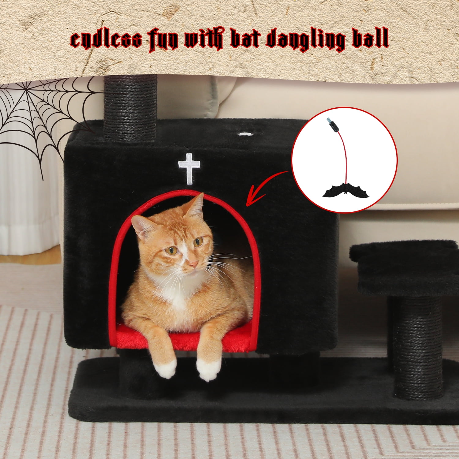 PAWZ Road 21.3" Dog Stairs with Scratching Post 3-Step Pet Stairs with Cat Condo for Small Dog Black