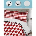thumbnail image 3 of Quilt King Size Bedding Set, Red Plaid Reversible Summer Quilt 3 Pieces, Modern Minimalist Geometric Gingham Checkered Lightweight Bedspreads Coverlets with 2 Pillow Shams for All Seasons, 3 of 5