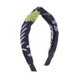 thumbnail image 1 of Ofertas Únicas 1 Pc Diademas Anchas con Nudo Cruzado de Patrón de Piña para Mujeres Azul Marino, 1 of 6
