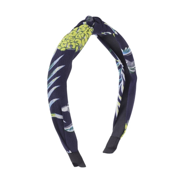 Ofertas Únicas 1 Pc Diademas Anchas con Nudo Cruzado de Patrón de Piña para Mujeres Azul Marino