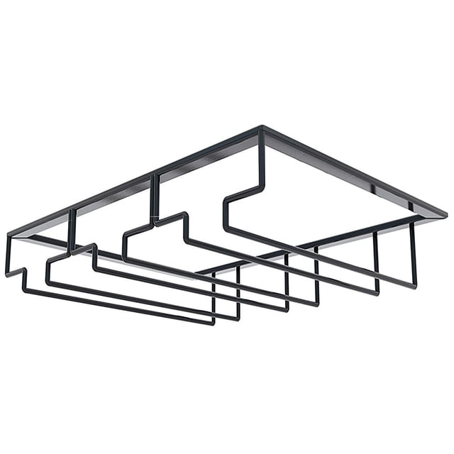 Wosthever Soporte de copa de vino de 3 filas, soporte de copas de hierro para debajo del gabinete, colgador de almacenamiento de copa de vino de Metal para Kits de equipo de elaboración de vino Negro Wosthever HA028130-01