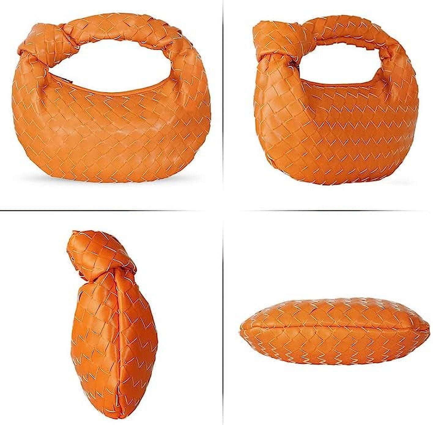 Gomayee Knoted Woven Handbag for Women Fashion Designer Ladies Hobo Bag Bucket Purse Faux Leather.Bronze