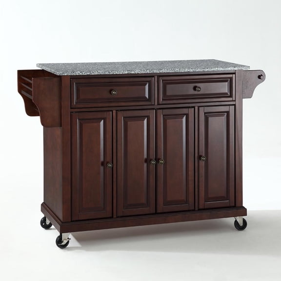 Crosley Furniture Solid Granite Top Kitchen Cart in Mahogany