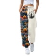 thumbnail image 1 of Pantalones deportivos con temática de Halloween para mujer, cómodos pantalones deportivos de dos tonos con diseño de estampado de calabaza y murciélago, 1 of 4