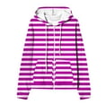 thumbnail image 4 of Kaemgyyd Women's Oversized Hoodies Full Zip up Stripe Printing Long Sleeve Sweatshirts Drawstring Jackets Coat with Pockets, 4 of 5