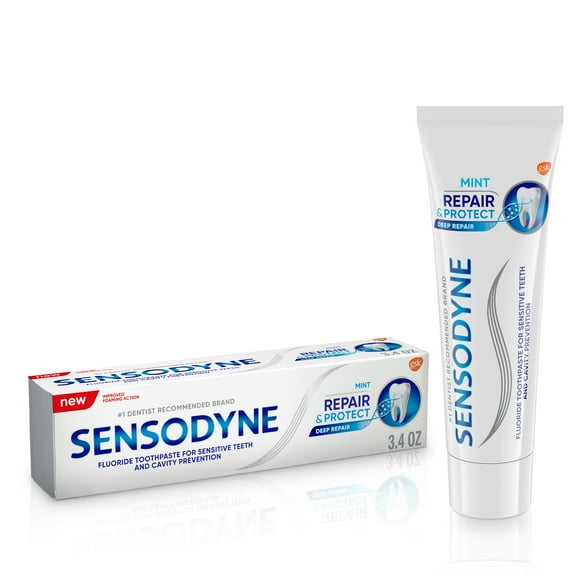 Sensodyne Repair and Protect Mint Toothpaste, Toothpaste for Sensitive Teeth and Cavity Prevention, 3.4 oz (Pack of 2)