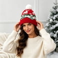thumbnail image 3 of SYMOID Womens Red Knit Beanie with Pom Pom, Christmas Reindeer Winter Hat for Women Hats,Size Free Size, 3 of 4