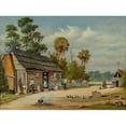 thumbnail image 2 of William Aiken Walker 18x14 Black Ornate Wood Framed Double Matted Museum Art Print Titled - Cabin, 2 of 5