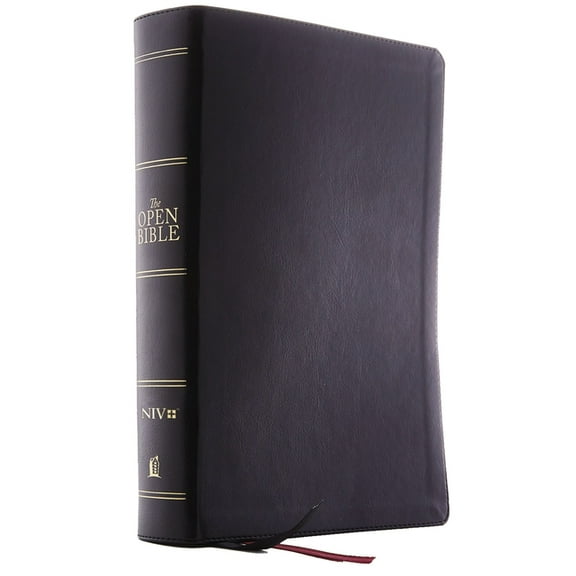 The Niv, Open Bible, Leathersoft, Black, Red Letter Edition, Comfort Print: Complete Reference System, (Hardcover)