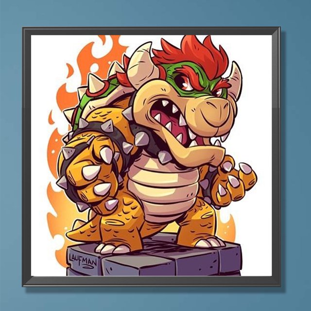 Cuadros Decorativos 5D bricolaje taladro redondo completo diamante pintura Bowser Kit hogar arte decoración (K340) Wdftyju embutido en tela