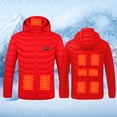thumbnail image 2 of Mens' Winter Heated with Temperature Control Smart Heating Jacket for Cold Weather Outdoor Solid Padded Jacket Warm Quilted Coats A-Red 6XL, 2 of 4