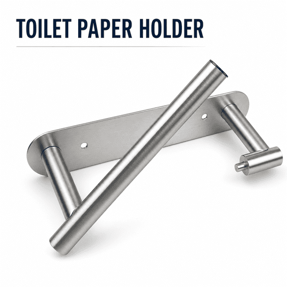TAVENE Brushed Nickel Wall Mount Toilet Paper Holder, SUS304 Stainless Steel Rustproof Pivoting Tissue Holder, Adhesive or Screw, Round Base for Bathroom