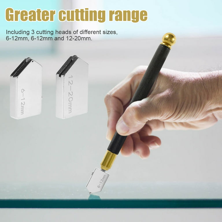 RELAX Glass Cutter Kit with Cutting Oil, 2mm-20mm Cutting Head, Aotomatic  Oil Feed, Pencil Oil Feed Carbide Tip Glass Cutter Tool for Thick Glass  Mosaic and Tile 