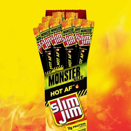 Slim Jim Monster Smoked Meat Snack Stick, Hot AF Flavor, Packed with Protein, 1.94-oz. Stick 18-Count