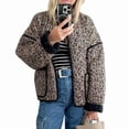 thumbnail image 2 of Chaqueta Acolchada Corta con Estampado Floral Vintage para Mujer, Chaqueta Corta Abierta Al Frente, Ropa de Abrigo Naranja y Negro M, 2 of 5