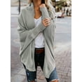 thumbnail image 2 of Women'S - Batwing Cable Knitted Slouchy Oversized Wrap Cardigan Sweater Grey One Size, 2 of 6