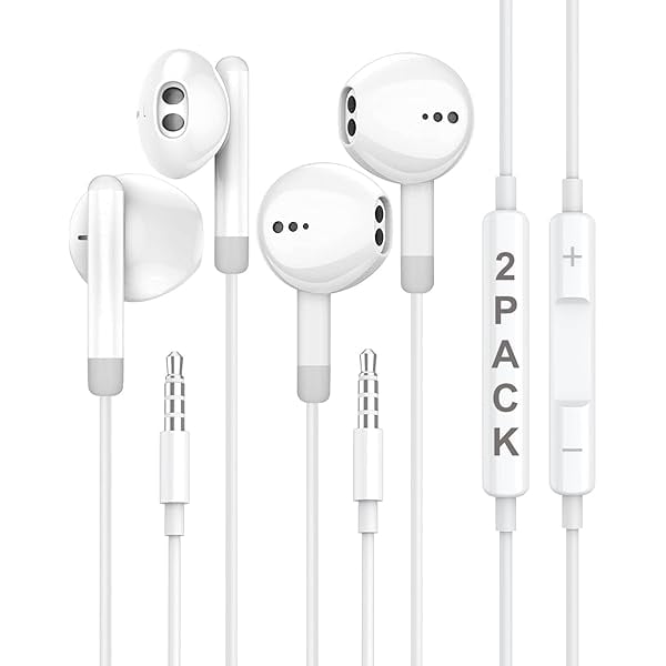 wonima11 2 Pack Wired Headphones for iPhone Earbuds with 3.5mm Plug Earphones Built-in Microphone & Volume Control Compatible with iPhone/ipad/Android/Computer and Most 3.5mm Audio Devices