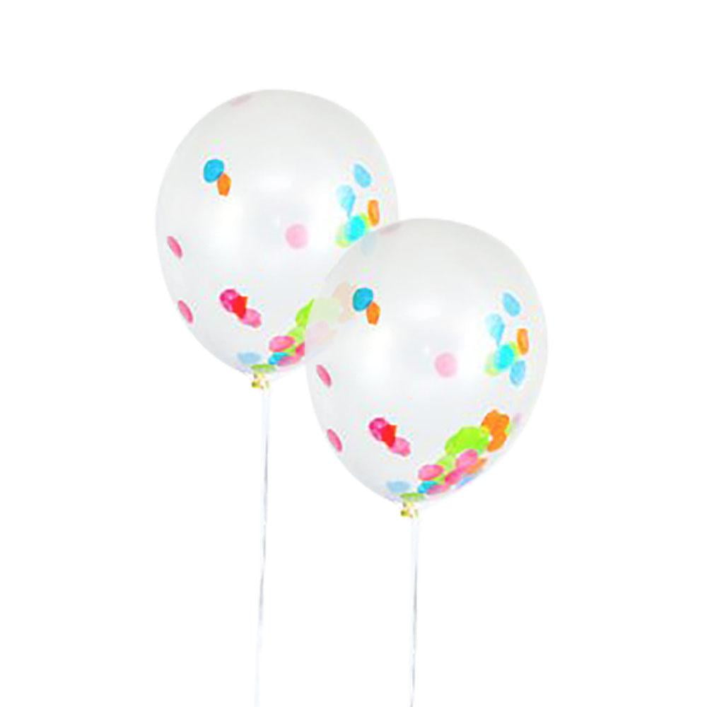 12" Clear Confetti Balloons for Party,Pack of 6 EA