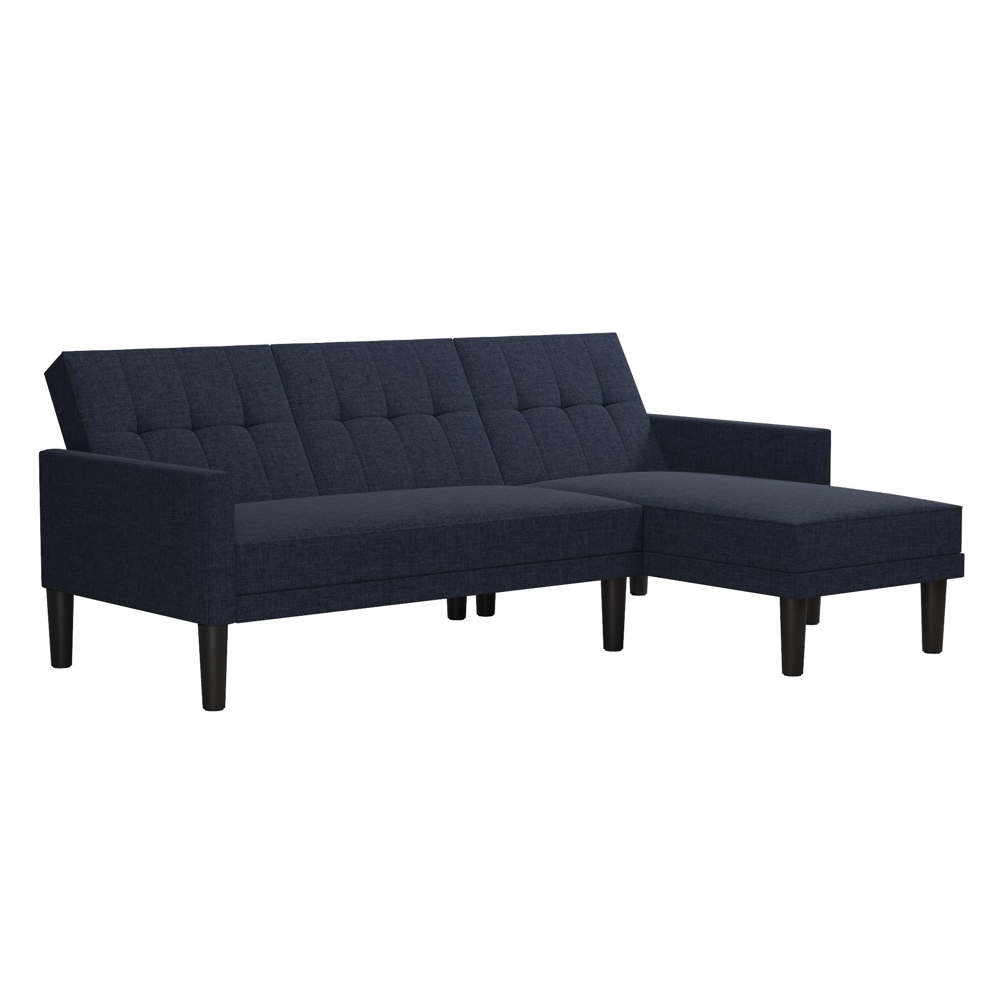 DHP Hudson Small Space Sectional Sofa Futon, Blue Linen - image 4 of 19