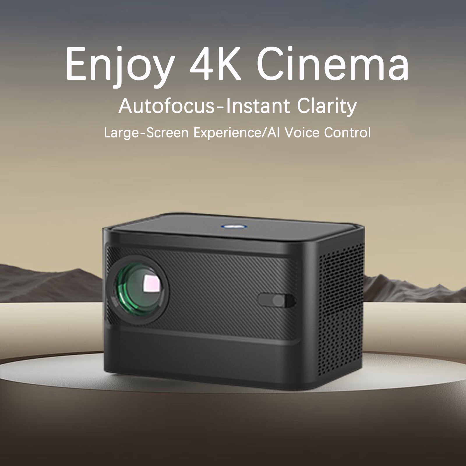 VIPQV 4K Android Smart Projector, Voice Control, Auto Focus & Keystone, Wireless Screen Projection, 1400 Lumens, MEMC Motion Compensation, Built-in Speakers, HD 720P Native