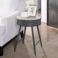 thumbnail image 2 of 4D Concepts 212165 Round Accent Table with Wood Fir Top & Drawer, Natural Weathered & Gray, 2 of 2