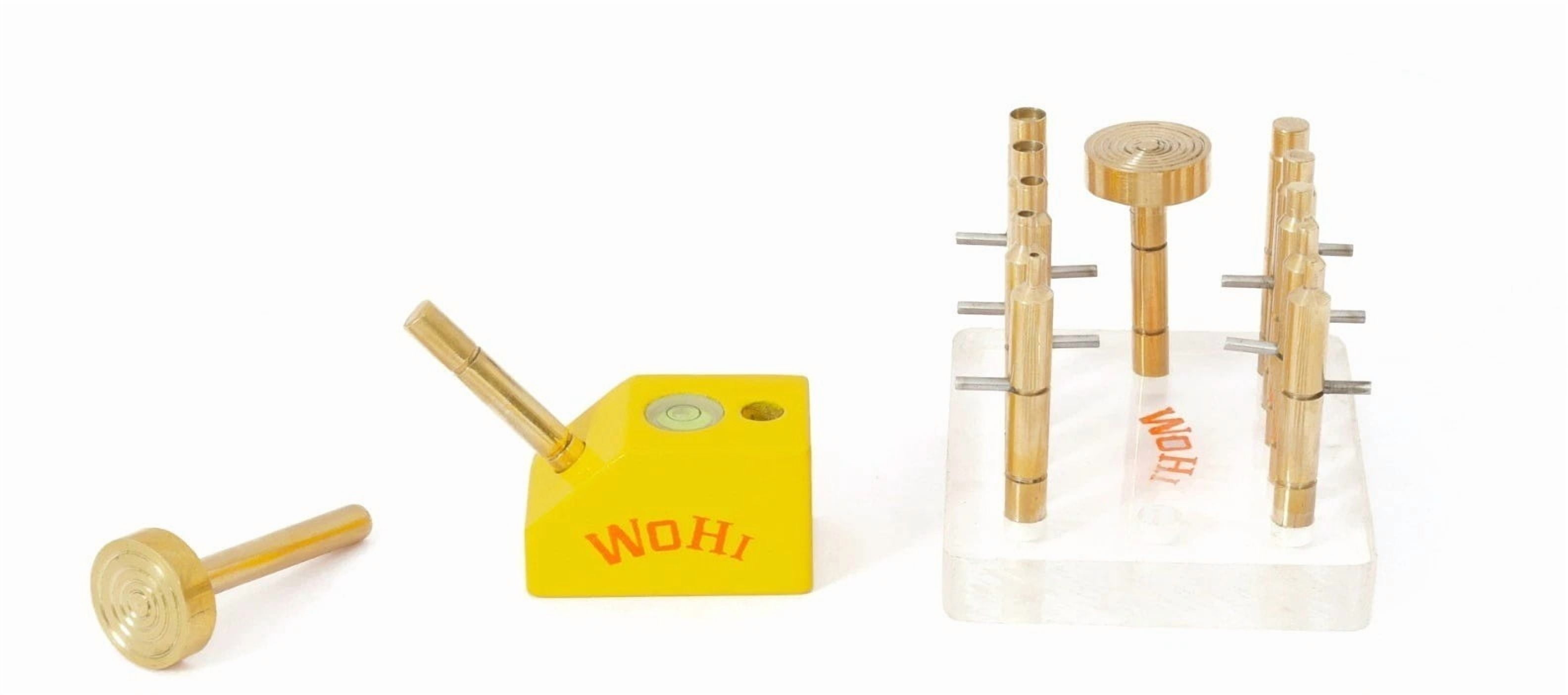 Wohi Innovations Gemstone Faceting Combo Set, 6mm/6.35mm Compatible, Includes 10 Brass Dopsticks, 1 Target DOP, 1 Brass Angle DOP, Allen Key