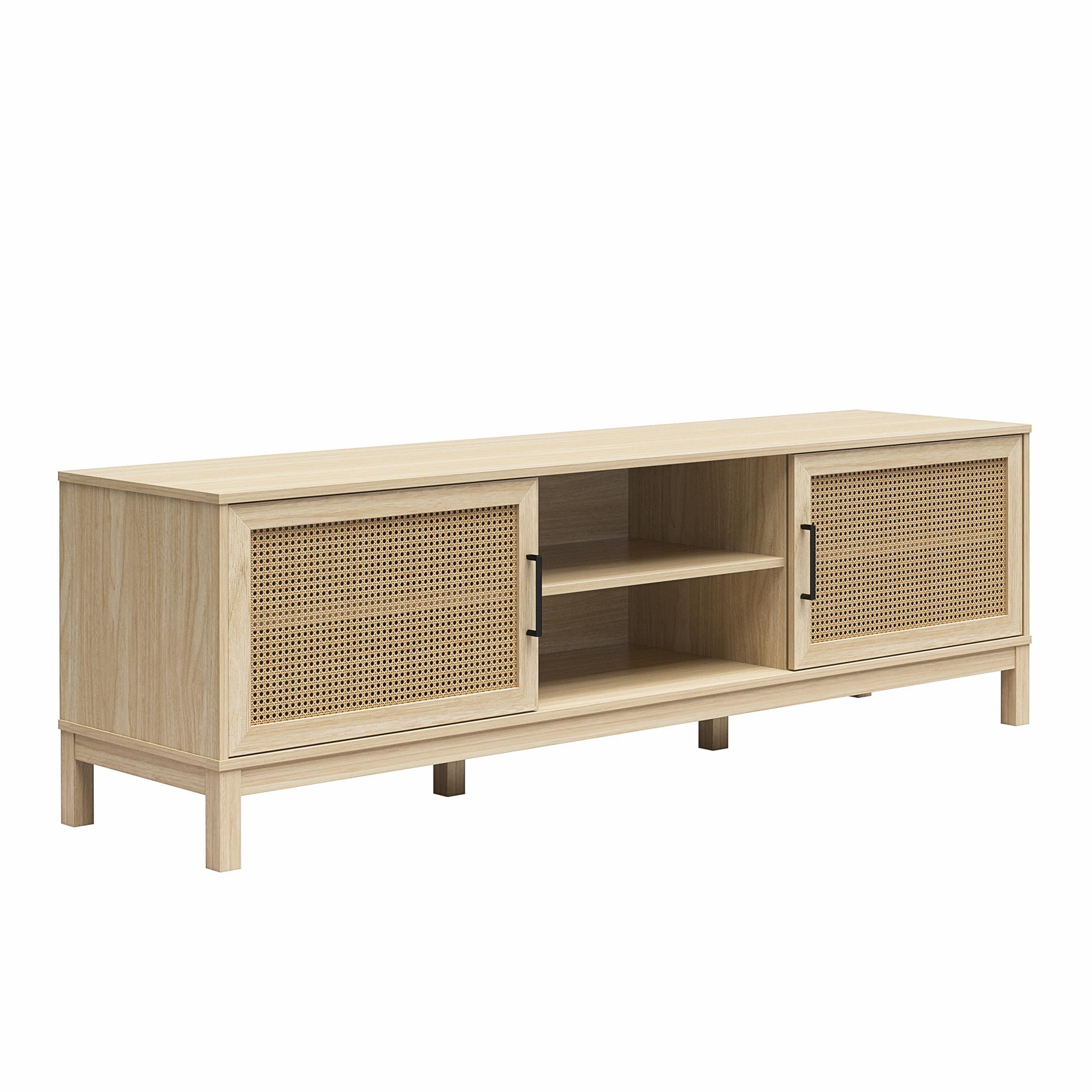 Mainstays Cane TV Stand for TVs up to 85", Spring Pine