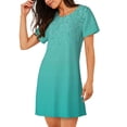 thumbnail image 2 of Kdxio Turquoise Glitter Pattern Womens Short Sleeve Sleepshirt Scoopneck Cute Nightdress Ruffle Comfy Nightgown, 2 of 6