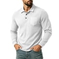 thumbnail image 2 of Mifsaly Mens Long Sleeve Shirts Waffle Knit Lapel Collar Blouses Casual Daily Golf Shirts for Spring Fall White,XL, 2 of 8