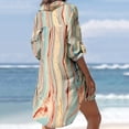 thumbnail image 6 of USSUMA Long Sleeve Summer Dresses for Women Casual Loose Button Down Pocket Beach Covers Beach Party Midi Sundresses V Neck Plus Dress Starfish Print Sun Dress Wedding Guest, 6 of 7