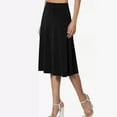 thumbnail image 3 of A-Line Midi Skirts for Women - High Waist Knee Length Flared Casual Stretchy Flowy Skirt Black M, 3 of 8