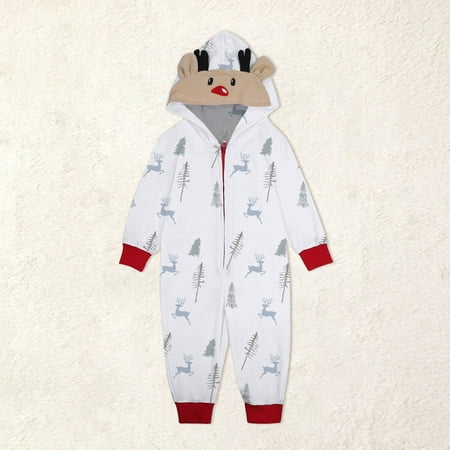 

Cuhas Christmas Hooded Jumpsuit Pajamas Elk Loungewear Outfits Family Xmas Pjs Matching Sets