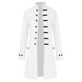 thumbnail image 2 of FAOWME Men Overcoat Long Sleeved Stand Collar Buttons Solid Color Retro Comfortable Fashion Jacket For Stage Performance White Xxxl, 2 of 5